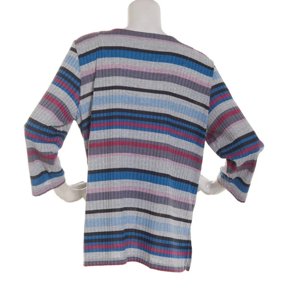 Alfred Dunner lightweight quarter sleeve multi colored top size M - Picture 3 of 3